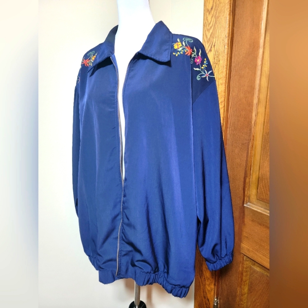 VNTG Bonnie Blain Blue Floral Lightweight Jacket Sz 3x
